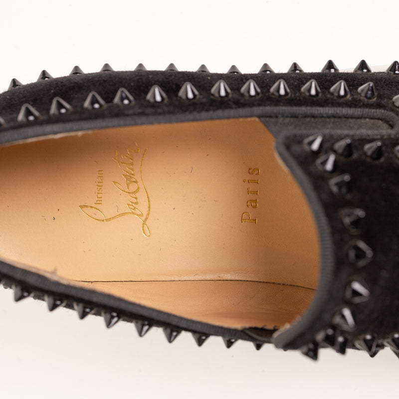 Christian Louboutin Velvet Studded Slip Black Men’s Shoes