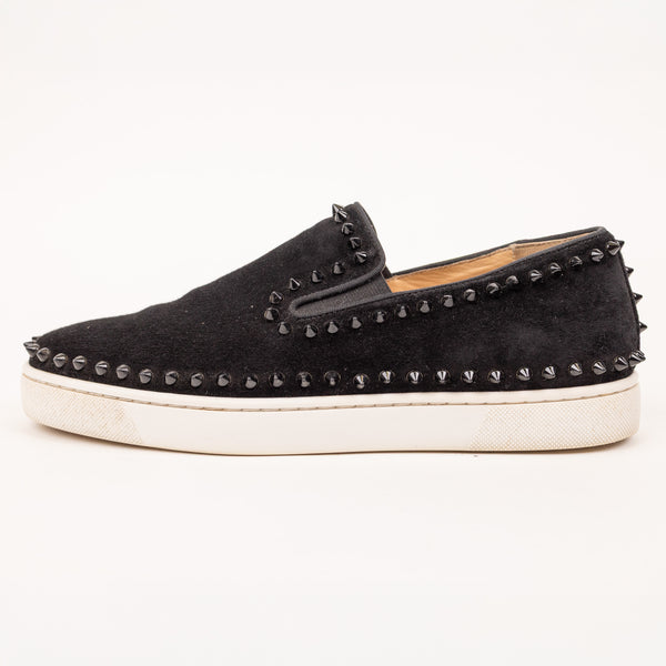 Christian Louboutin Velvet Studded Slip Black Men’s Shoes