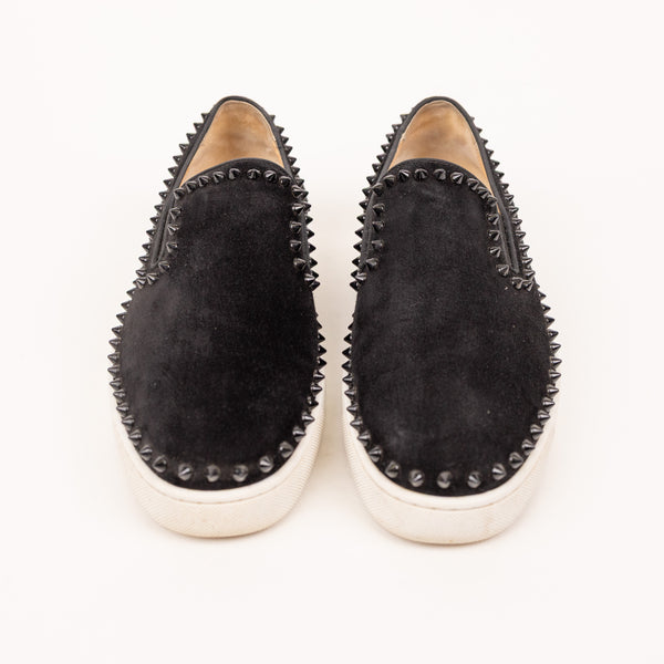 Christian Louboutin Velvet Studded Slip Black Men’s Shoes