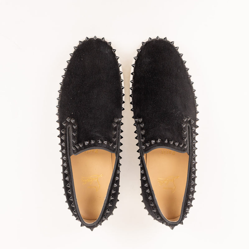 Christian Louboutin Velvet Studded Slip Black Men’s Shoes