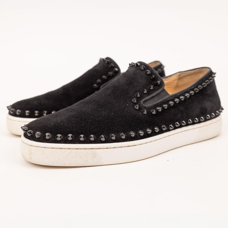 Christian Louboutin Velvet Studded Slip Black Men’s Shoes