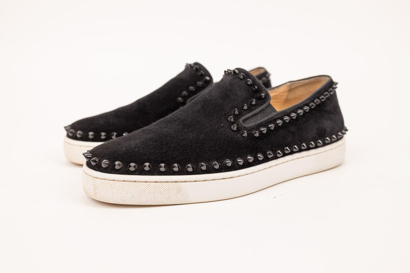 Christian Louboutin Velvet Studded Slip Black Men’s Shoes