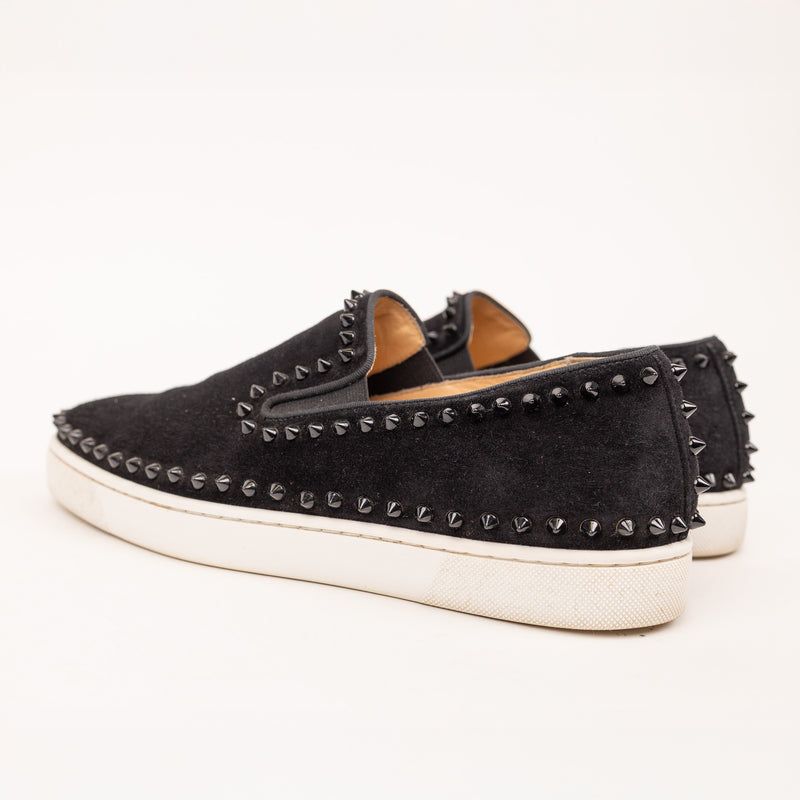 Christian Louboutin Velvet Studded Slip Black Men’s Shoes