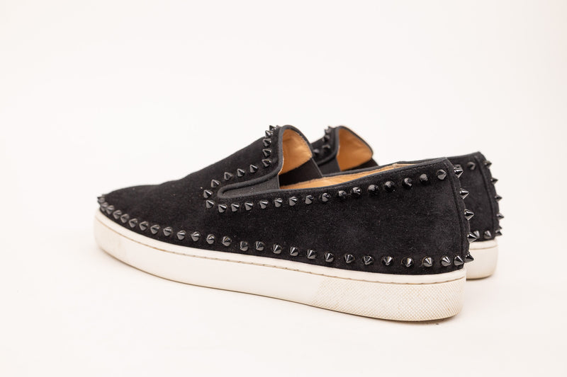 Christian Louboutin Velvet Studded Slip Black Men’s Shoes