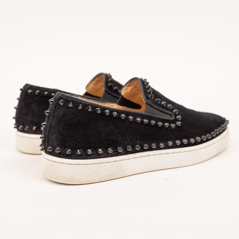 Christian Louboutin Velvet Studded Slip Black Men’s Shoes