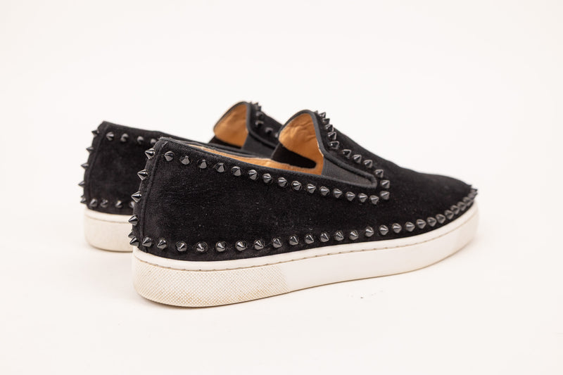 Christian Louboutin Velvet Studded Slip Black Men’s Shoes