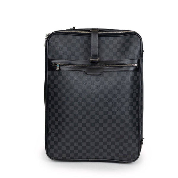 Louis Vuitton Black Gray Damier Graphite Pegase 55cm Rolling Luggage