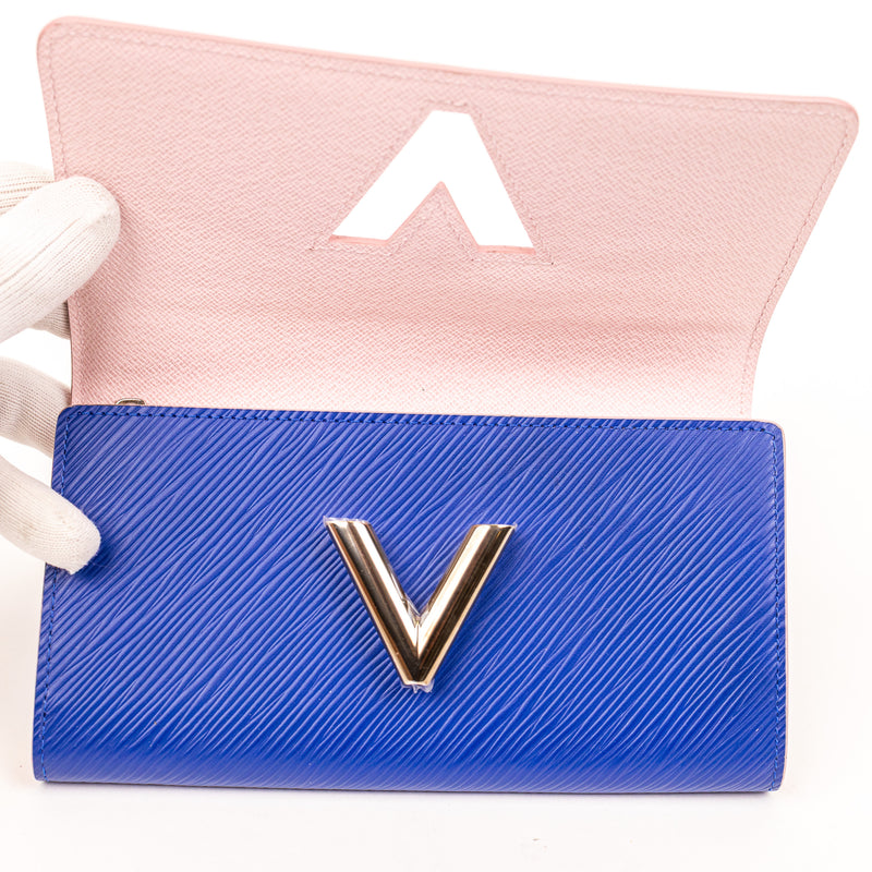 Louis Vuitton Pink Blue Epi Leather Twist Wallet