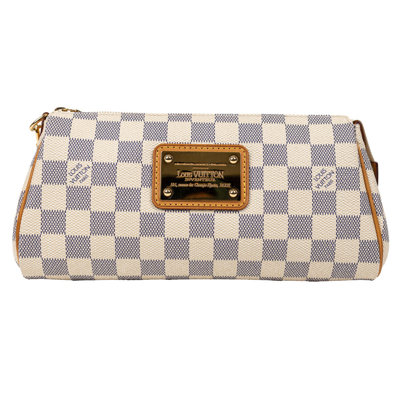 Louis Vuitton Eva Clutch in Damier Azur Canvas with Gold Hardware