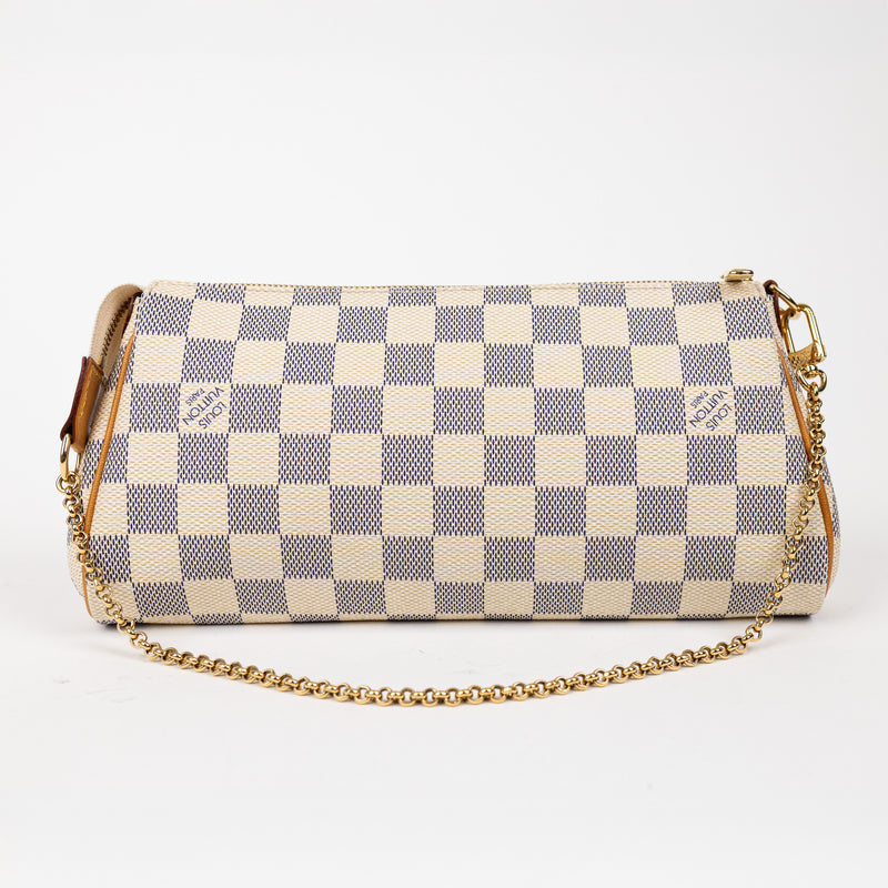 Louis Vuitton Eva Clutch in Damier Azur Canvas with Gold Hardware