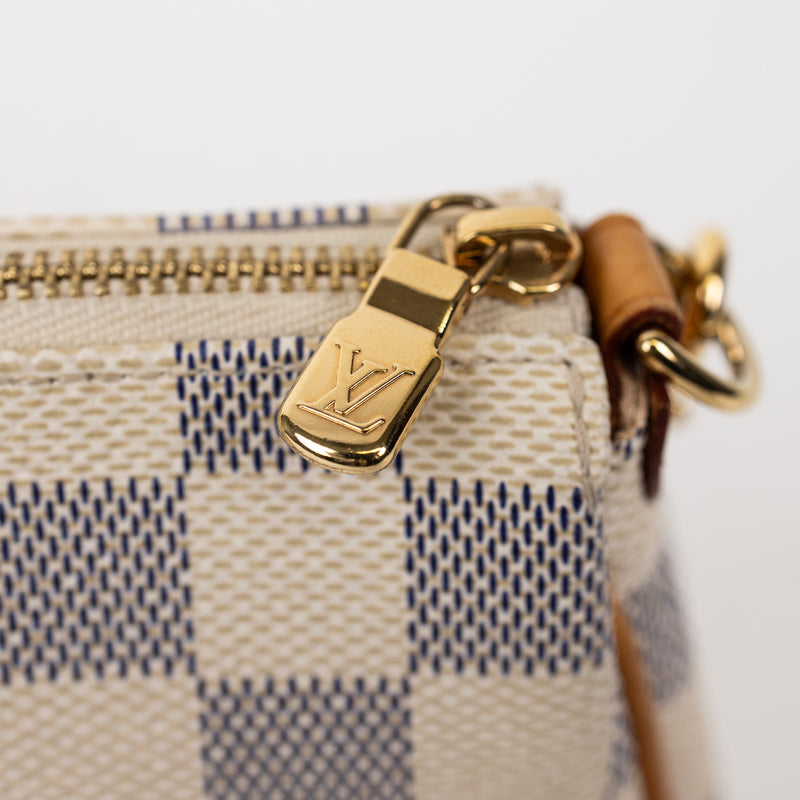 Louis Vuitton Eva Clutch in Damier Azur Canvas with Gold Hardware