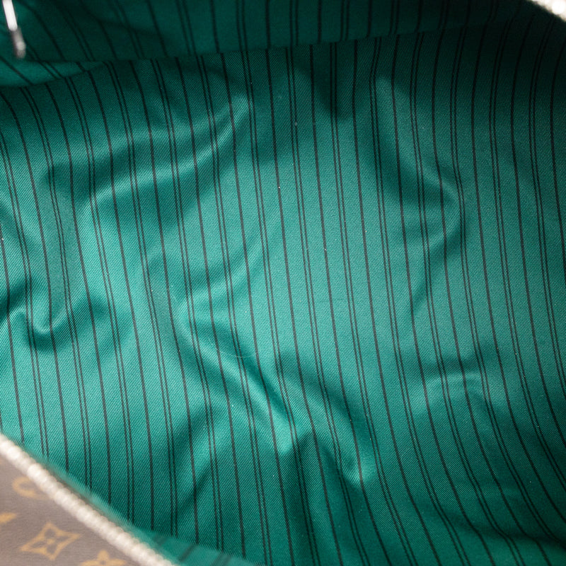 Louis Vuitton Brown Monogram Green Leather Keepall Bandoulière 50 Duffle Travel Bag