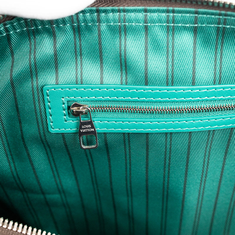 Louis Vuitton Brown Monogram Green Leather Keepall Bandoulière 50 Duffle Travel Bag