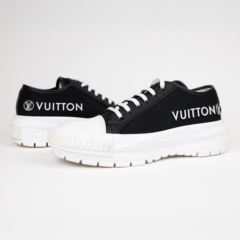 Louis Vuitton Black White Mesh Monogram Graphic Sneakers Size 39.5