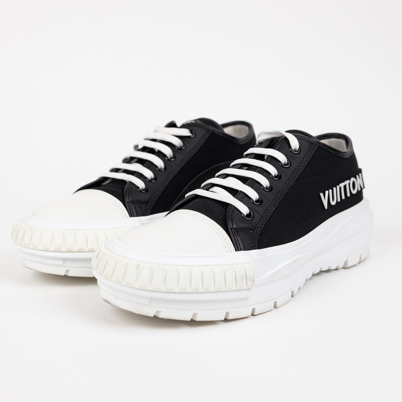 Louis Vuitton Black White Mesh Monogram Graphic Sneakers Size 39.5