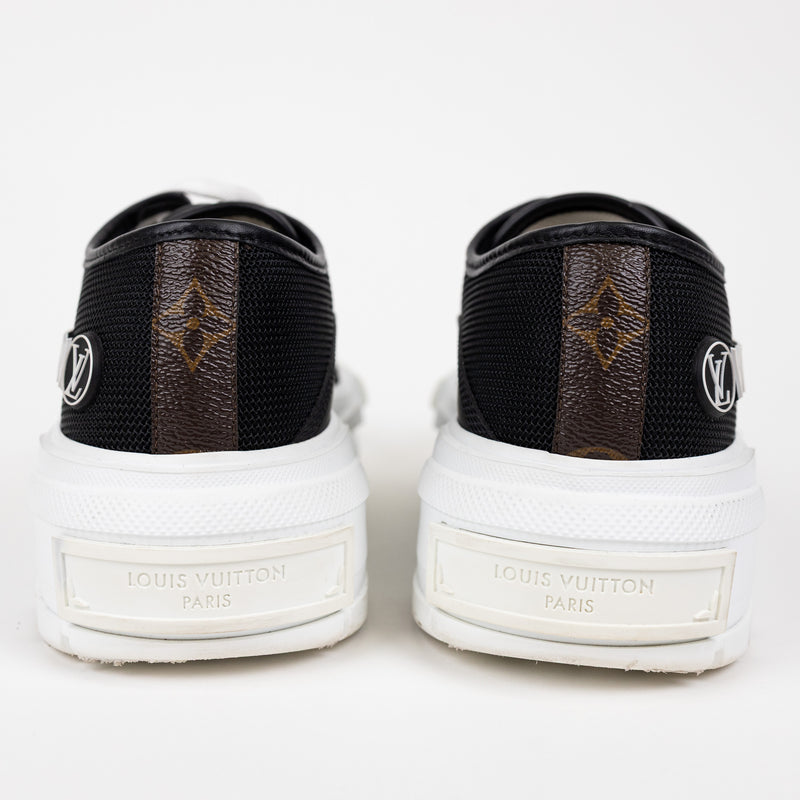 Louis Vuitton Black White Mesh Monogram Graphic Sneakers Size 39.5