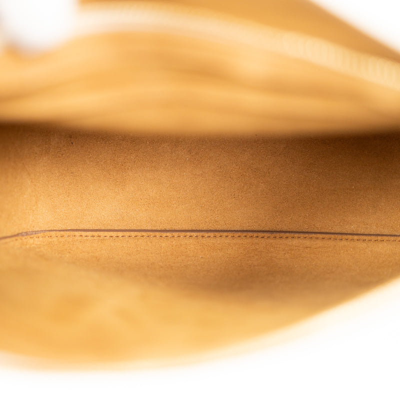 MCM Cream Embossed Leather Aren Hobo Crossbody