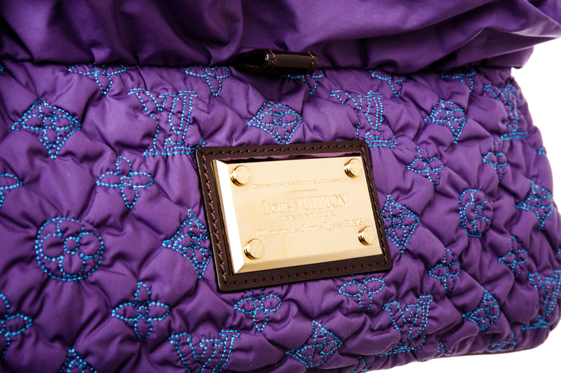 Louis Vuitton 2010 Purple Devi Quilted Fabric & Leather Trim Clutch
