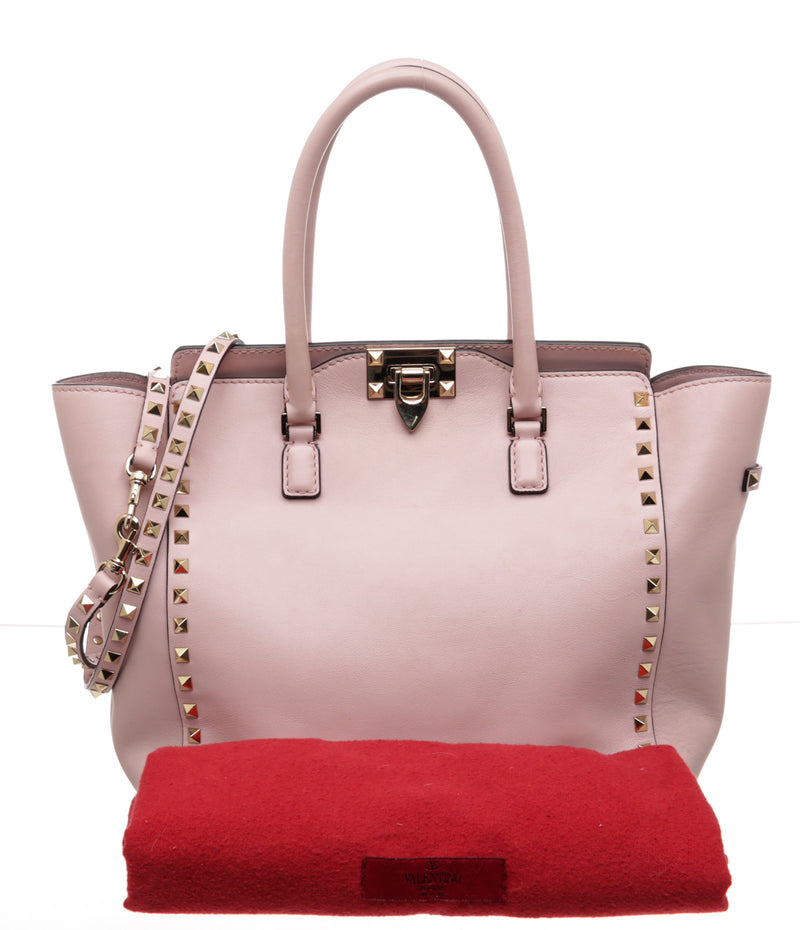 Valentino Pink Leather Rockstud Trapeze Small Crossbody Bag