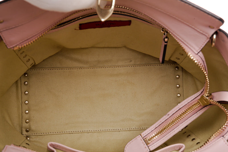 Valentino Pink Leather Rockstud Trapeze Small Crossbody Bag