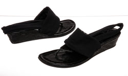 Donald Pliner Black Croc Embossed Leather and Fabric Thong Slingback Sandals Size 7