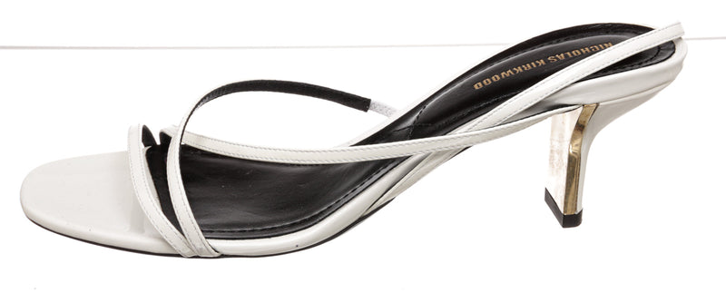 Nicholas Kirkwood White Patent Leather Strappy Sandals Size 37.5