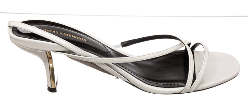Nicholas Kirkwood White Patent Leather Strappy Sandals Size 37.5