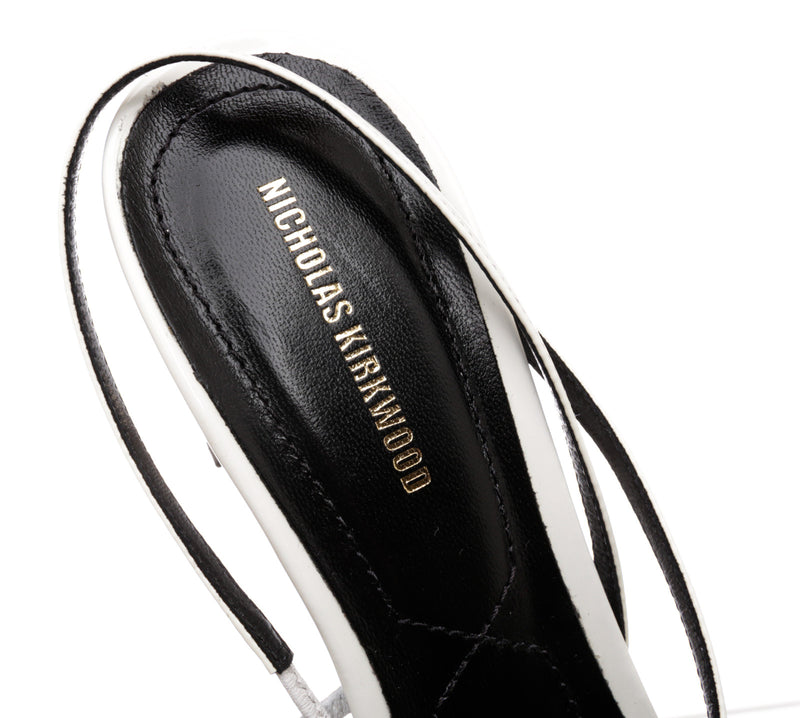 Nicholas Kirkwood White Patent Leather Strappy Sandals Size 37.5