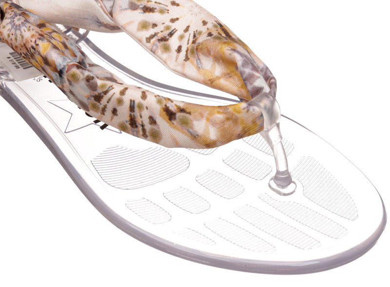 Christian Dior Clear Rubber and Beige Silk Sandals Size 37