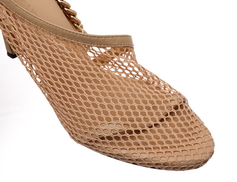 Bottega Veneta Beige Mesh Fabric Sandals Size 39