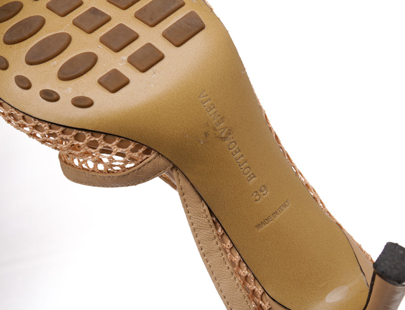 Bottega Veneta Beige Mesh Fabric Sandals Size 39