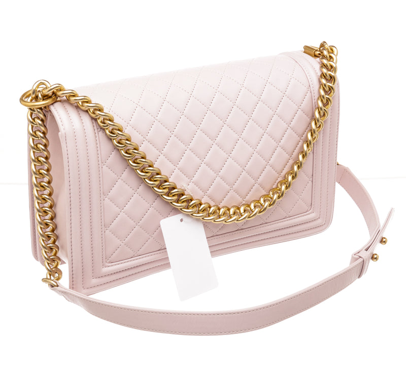 Chanel Pink Quilted Lambskin New Medium Boy Bag GHW