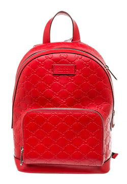 Gucci Red Guccissima Monogram Leather Signature Backpack