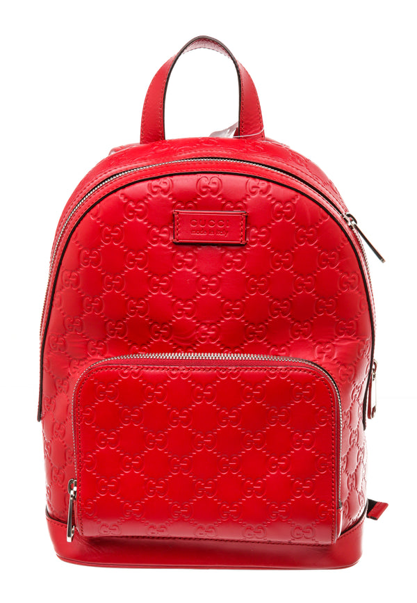 Gucci Red Guccissima Monogram Leather Signature Backpack