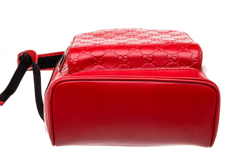 Gucci Red Guccissima Monogram Leather Signature Backpack