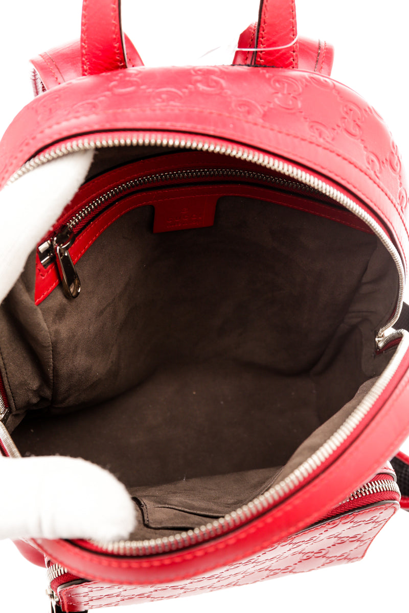 Gucci Red Guccissima Monogram Leather Signature Backpack