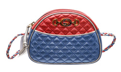 Gucci Mini Quilted Metallic Blue & Red Mini Trapuntata Crossbody Bag
