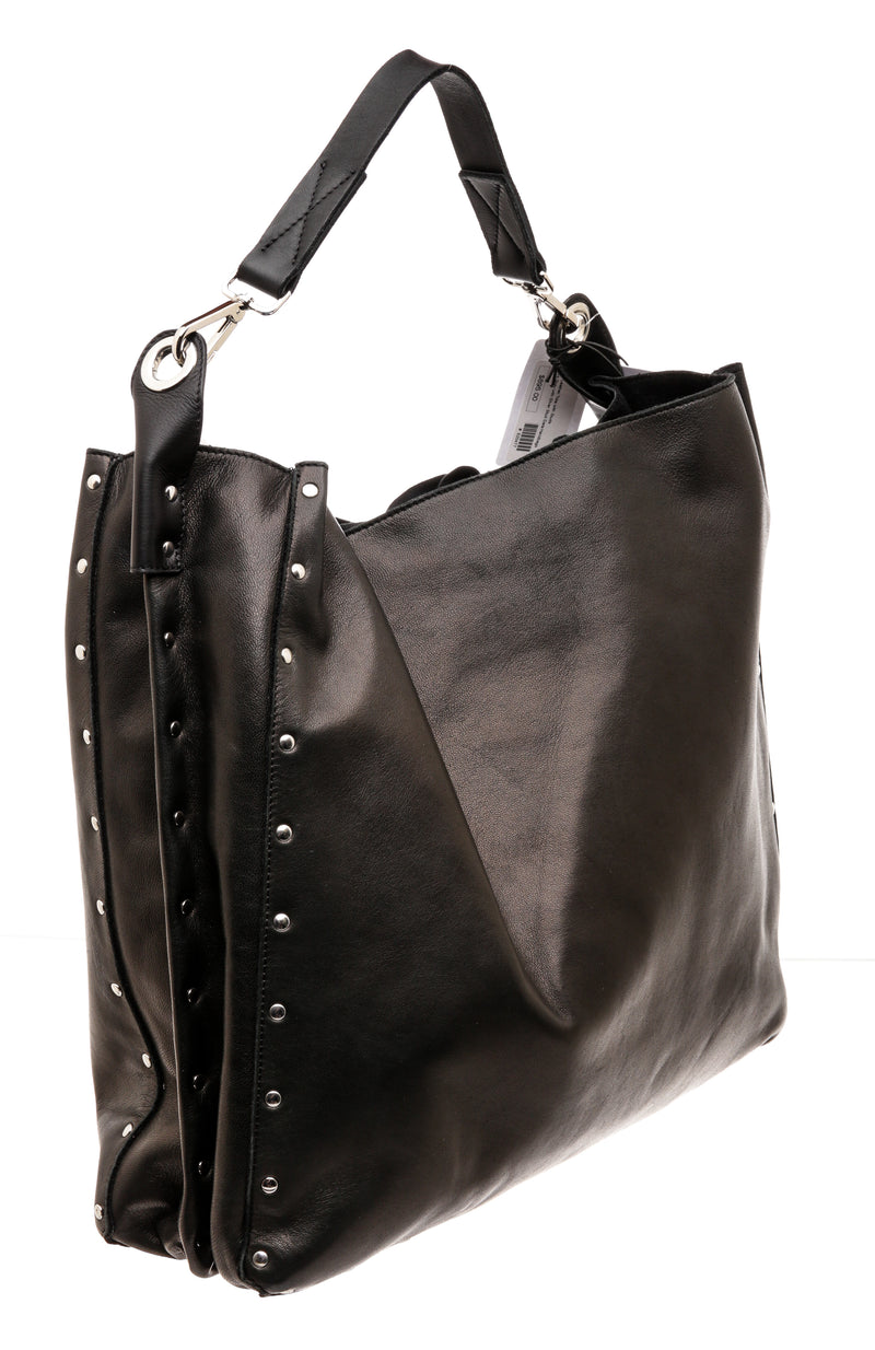 Marni Black Lambskin Leather & Silver Studs Carbone Shoulder Bag
