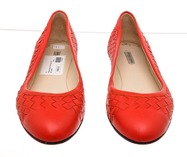 Bottega Veneta Red Leather Flats Size 41