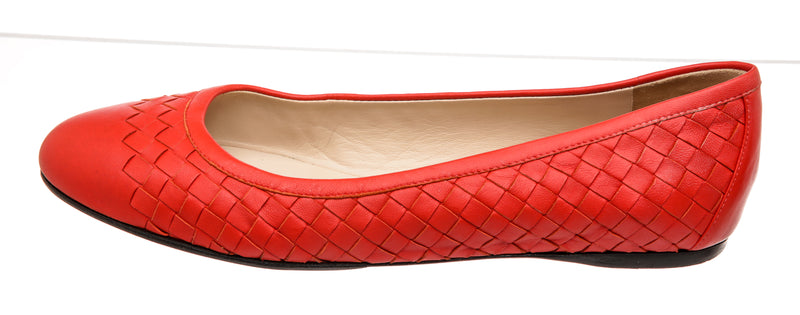 Bottega Veneta Red Leather Flats Size 41