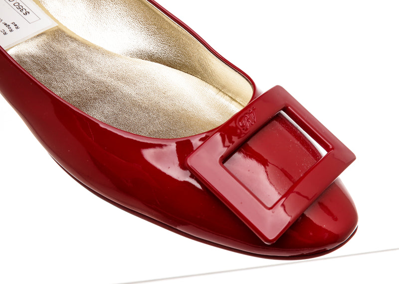 Roger Vivier Red Patent Buckle Flats Size 40.5