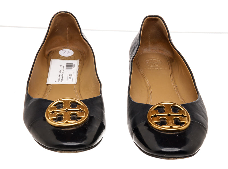 Tory Burch Navy Blue Patent and Leather Flats Size 7.5