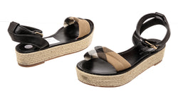 Burberry Beige and Black Espadrilles Novacheck Sandals Size 37.5