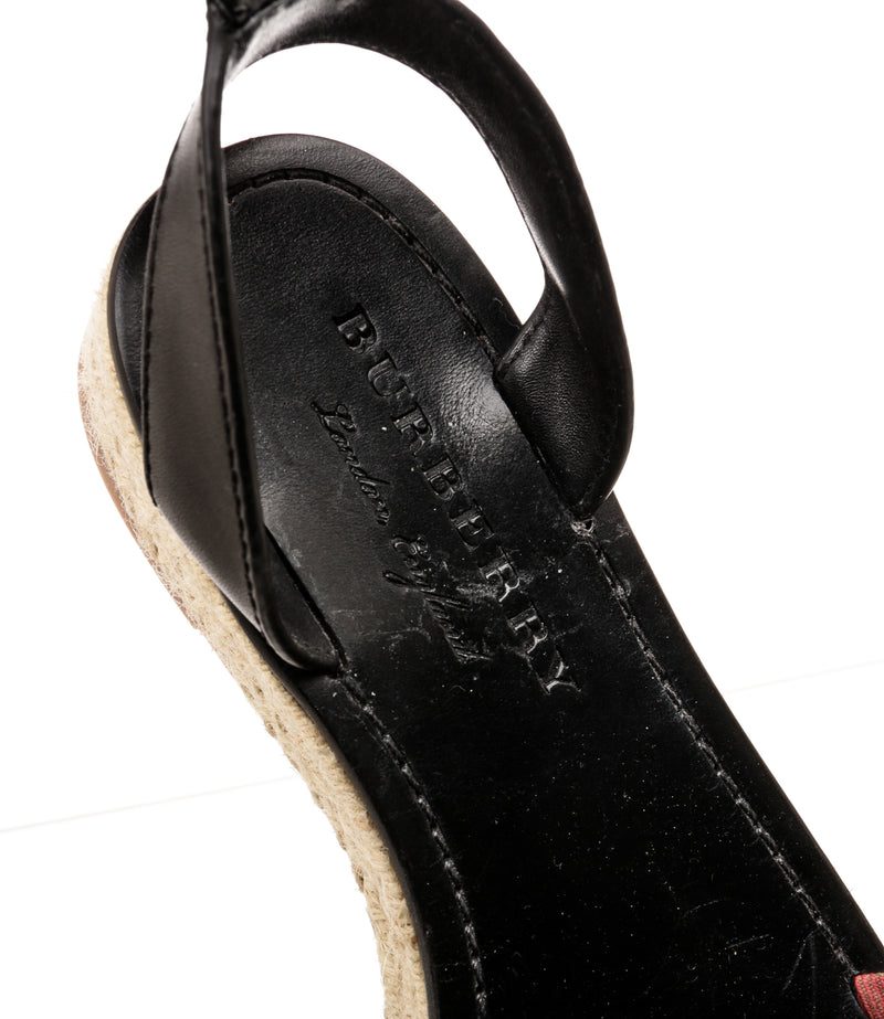 Burberry Beige and Black Espadrilles Novacheck Sandals Size 37.5