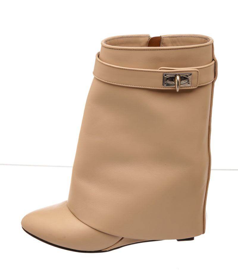 Givenchy Beige Leather Lock Boots Size 41