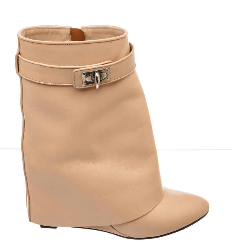 Givenchy Beige Leather Lock Boots Size 41