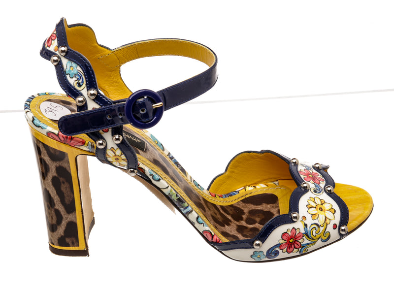 Dolce & Gabbana Multicolor Patent Leather Sandals Size 39.5