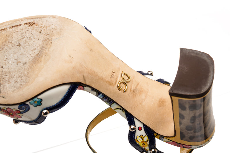 Dolce & Gabbana Multicolor Patent Leather Sandals Size 39.5