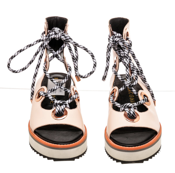 Kat Maconie Pink Leather Gladiator Platform Sandals Size 40