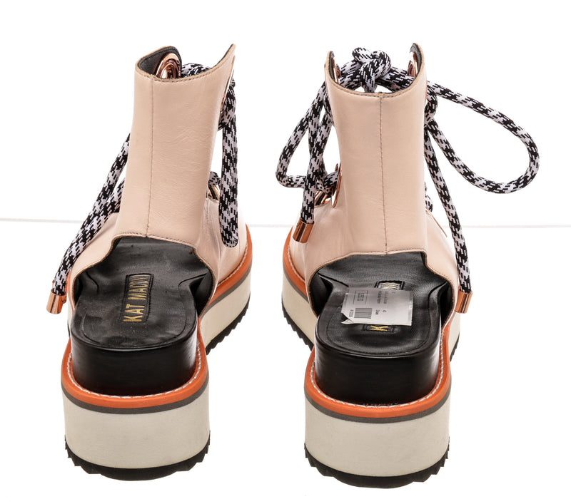 Kat Maconie Pink Leather Gladiator Platform Sandals Size 40